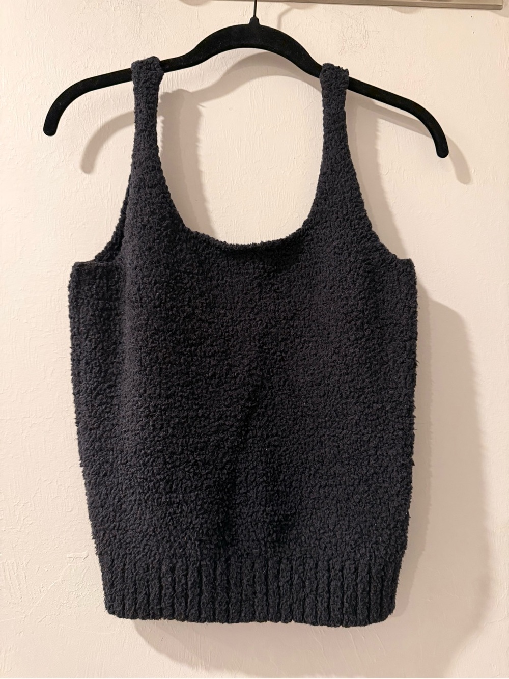 SKIMS Cozy Knit Bouclé Tank Top Black Size L Lounge Crop